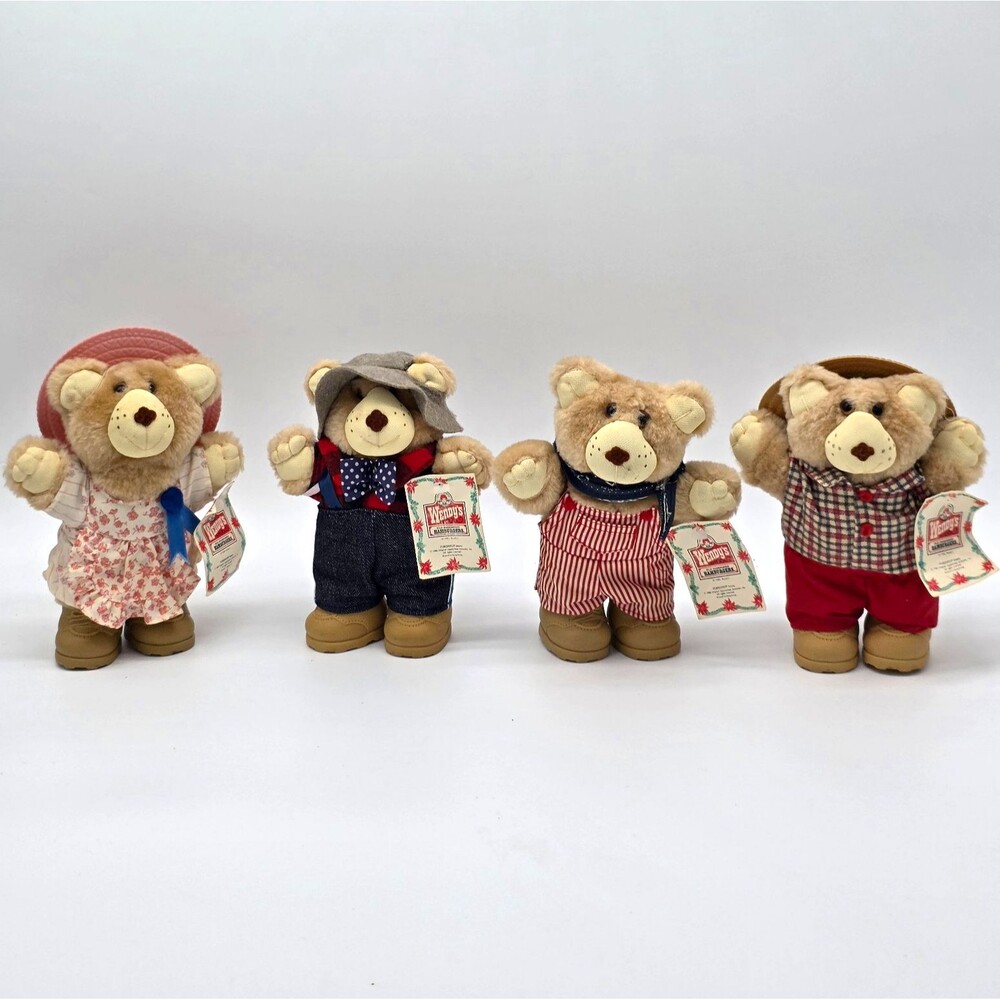 Wendy's Furskins Bears Plush Toys Set of 4 Multicolor Restaurant Promo 1998